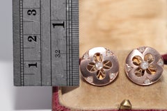 Vintage Circa 1950s 14k Gold Natural Diamond Decorated Stud Earring