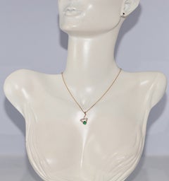 Antique Circa 1910s 18k Gold Natural Rose Cut Diamond Emerald Necklace
