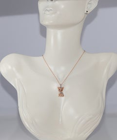 Newly Made 14k Gold Natural Diamond Maltese Dog Design Pendant Necklace