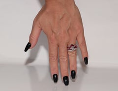 Vintage Circa 1990s 18k Gold Natural Baguette Cut Diamond And Ruby Strong Ring