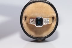 Vintage Circa 1980s 18k Gold Natural Diamond Sapphire Decorated Ring