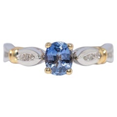 Vintage Circa 1990s 18k Gold Natural Diamond And Sapphire Decorated Ring