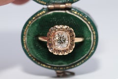 Newly Made 18k Gold 1.48 ct Natural Old Cut Diamond Decorated Solitaire Ring