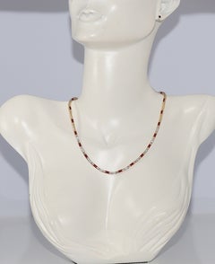 Vintage-Halskette aus 14-karätigem Gold mit Naturdiamanten und Emaille, ca. 1980er Jahre