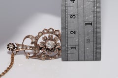 Antique Circa 1900s Handcrafted 14k Gold Natural Rose Cut Diamond Brooch