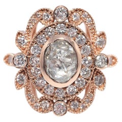 Newly Made 14k Gold Natural Diamond Decorated Cluster Ring