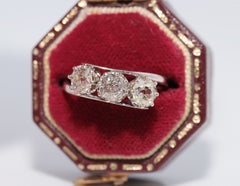 Antique Circa 1900s 14k Gold Natural Old Cut Diamond Decorated Ring