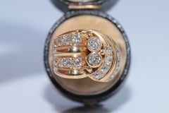 Anello vintage stile "tank" degli anni '60 circa, in oro 18 carati con diamanti naturali