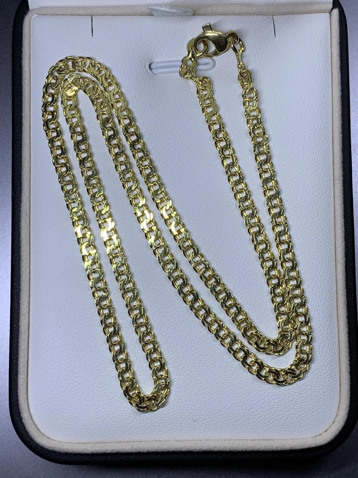 Collier en or jaune avec chaîne cubaine à maillons serrés