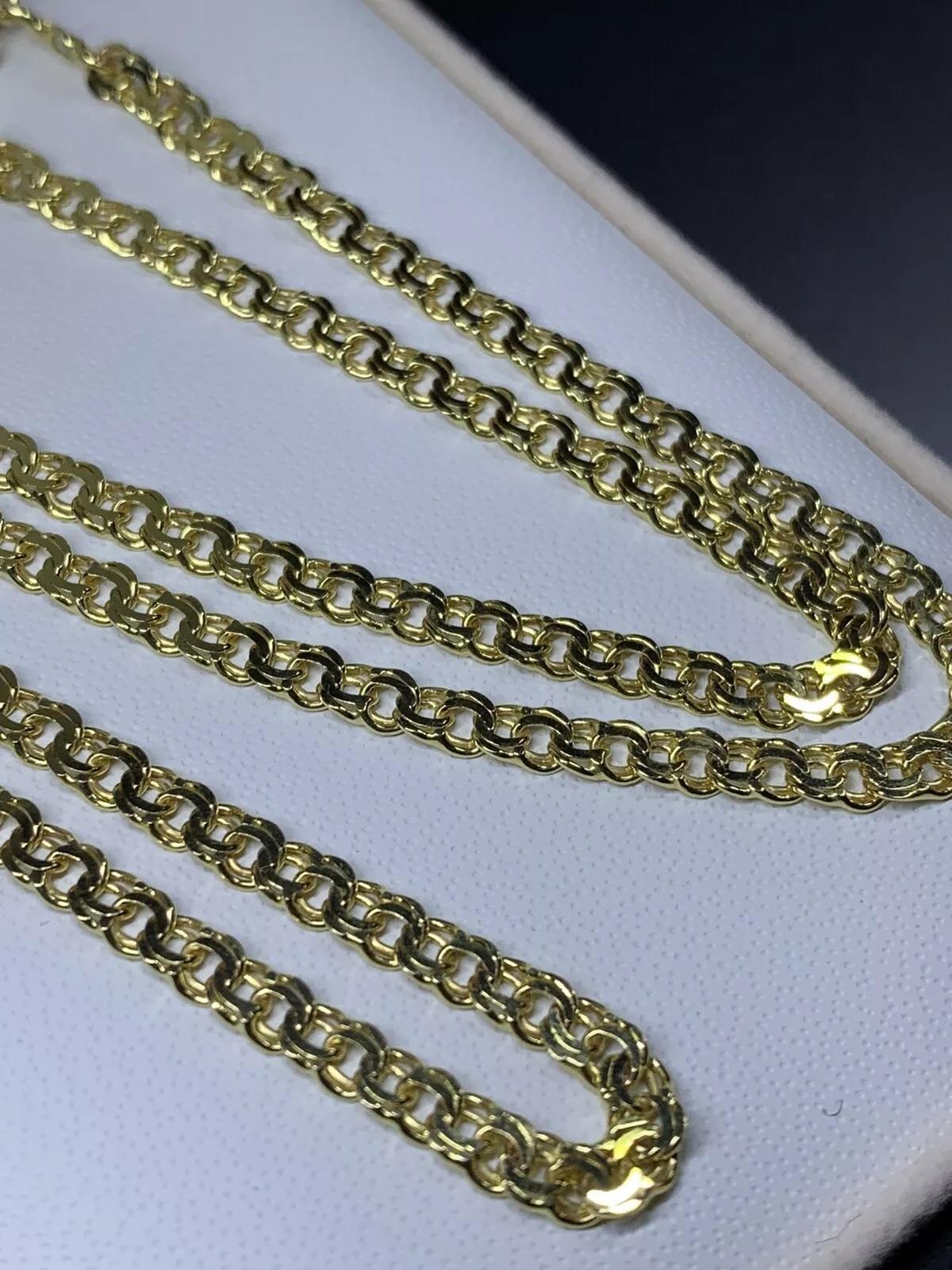 Collier en or jaune avec chaîne cubaine à maillons serrés en vente 3
