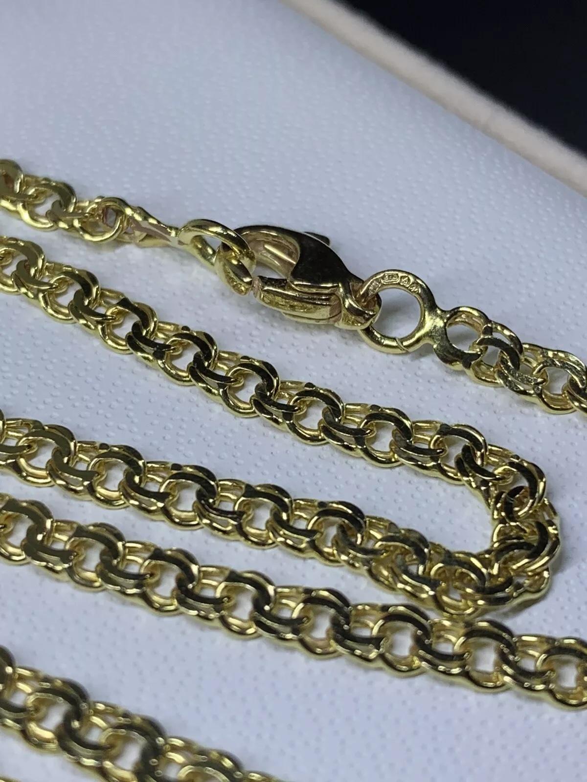 Collier en or jaune avec chaîne cubaine à maillons serrés Neuf - En vente à London, GB