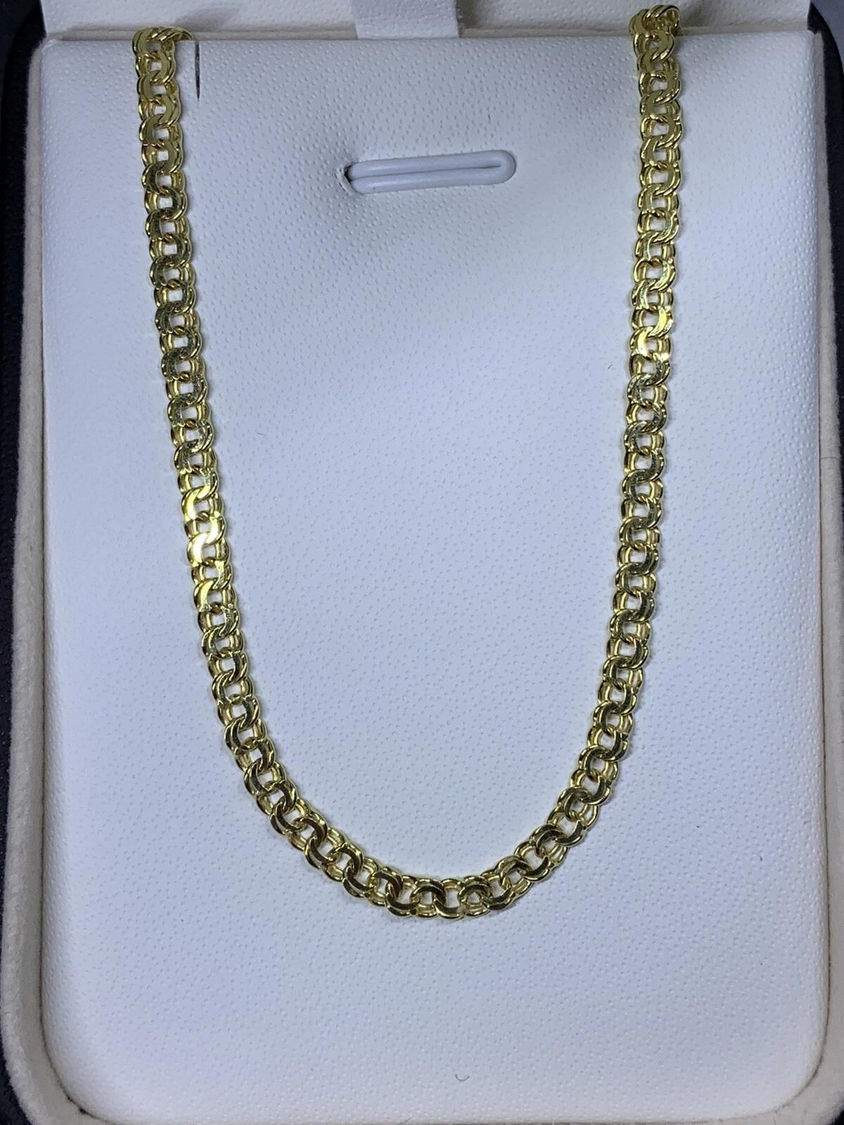 Collier en or jaune avec chaîne cubaine à maillons serrés en vente 1