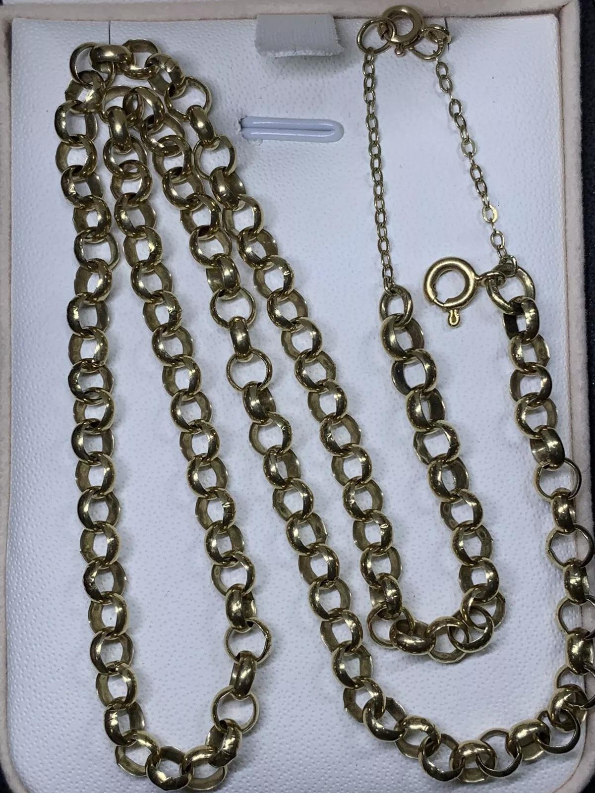Collier de chaîne Belcher en or jaune à maillons cubains et à grosses mailles Unisexe en vente