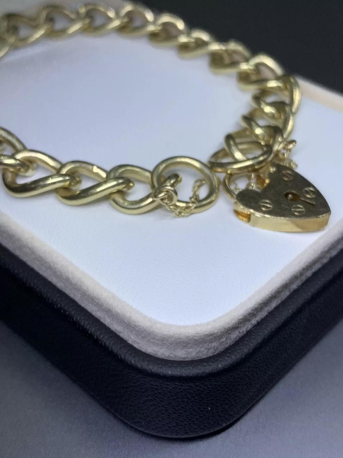 Bracelet en or jaune à maillons cubains et à grosses mailles Neuf - En vente à London, GB