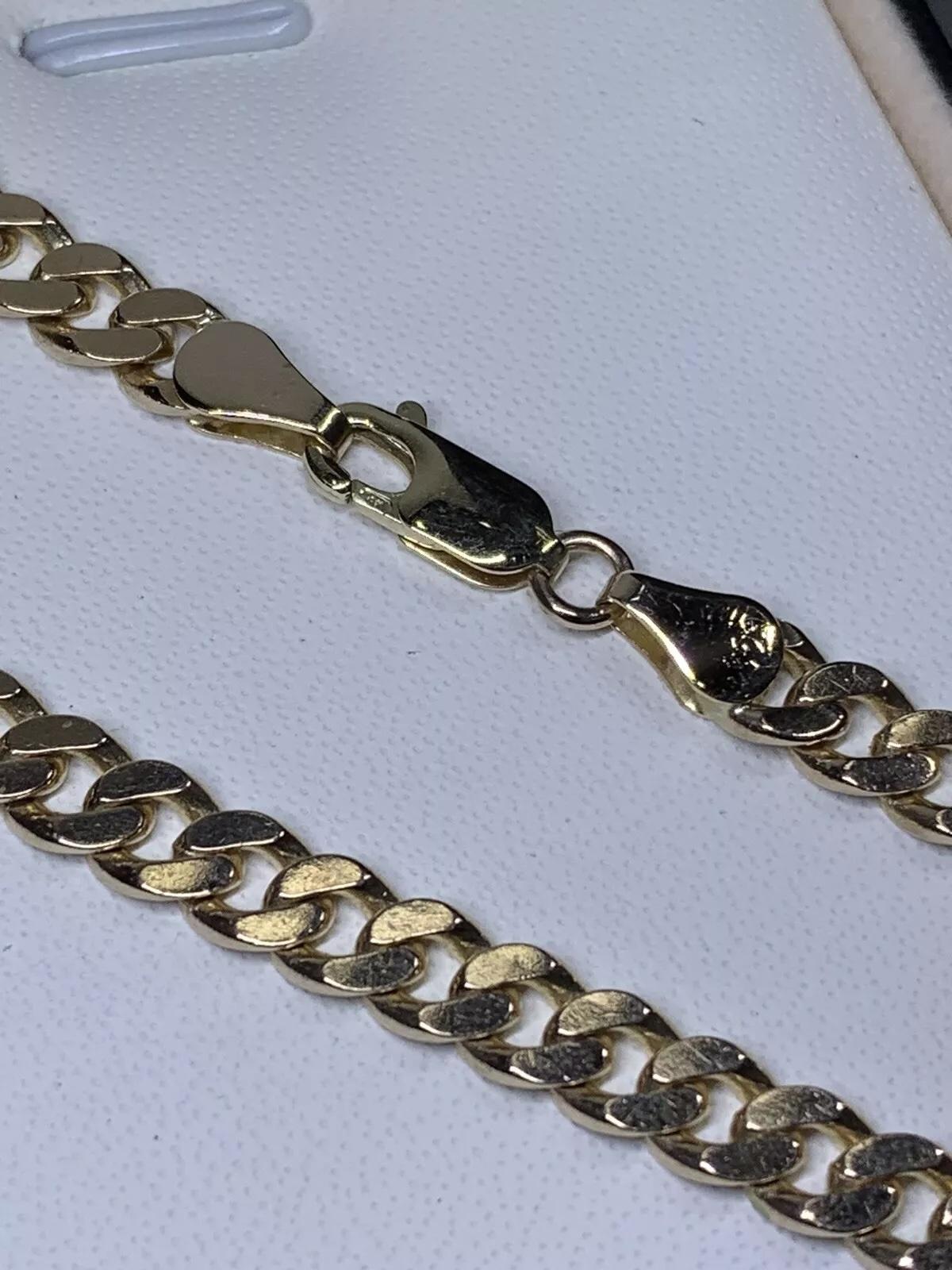 Femenino o masculino Pulsera de Eslabones Cubanos de Oro Amarillo Chunky Curb 8 Pulgadas en venta