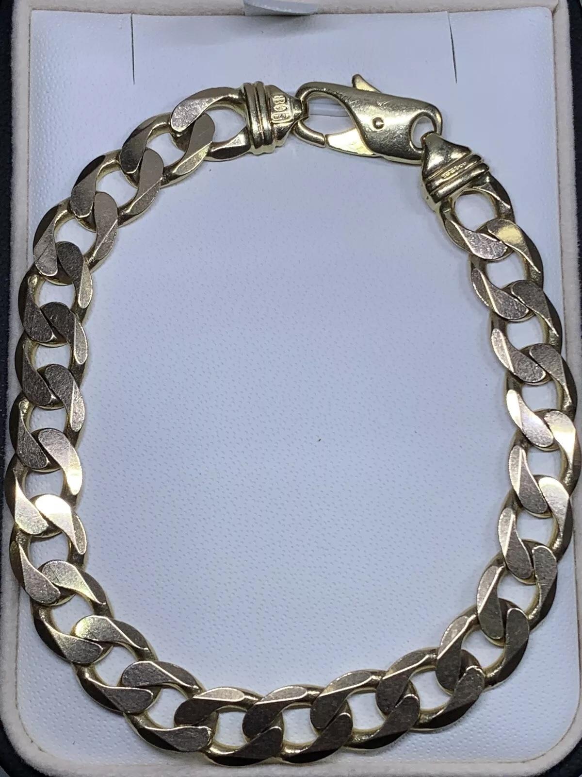 Bracelet en or jaune à maillons cubains et à grosses mailles