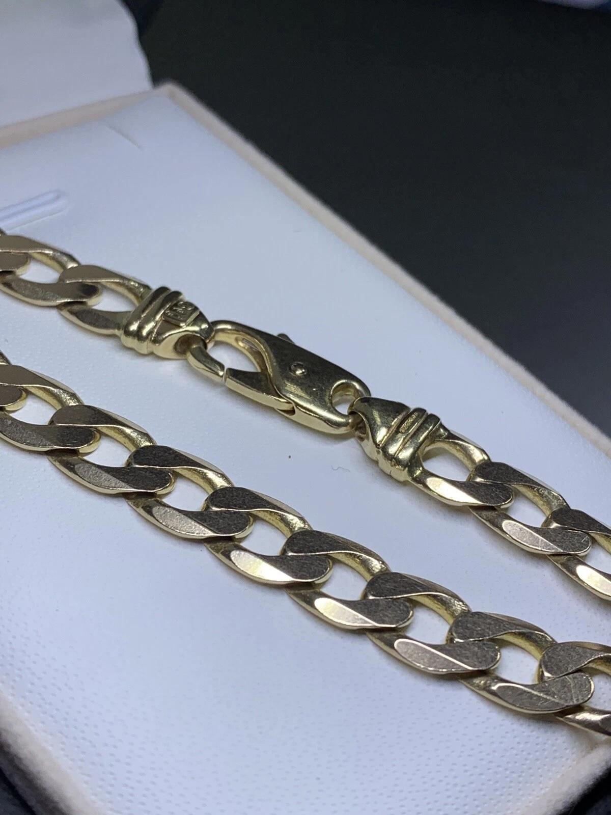 Bracelet en or jaune à maillons cubains et à grosses mailles en vente 3