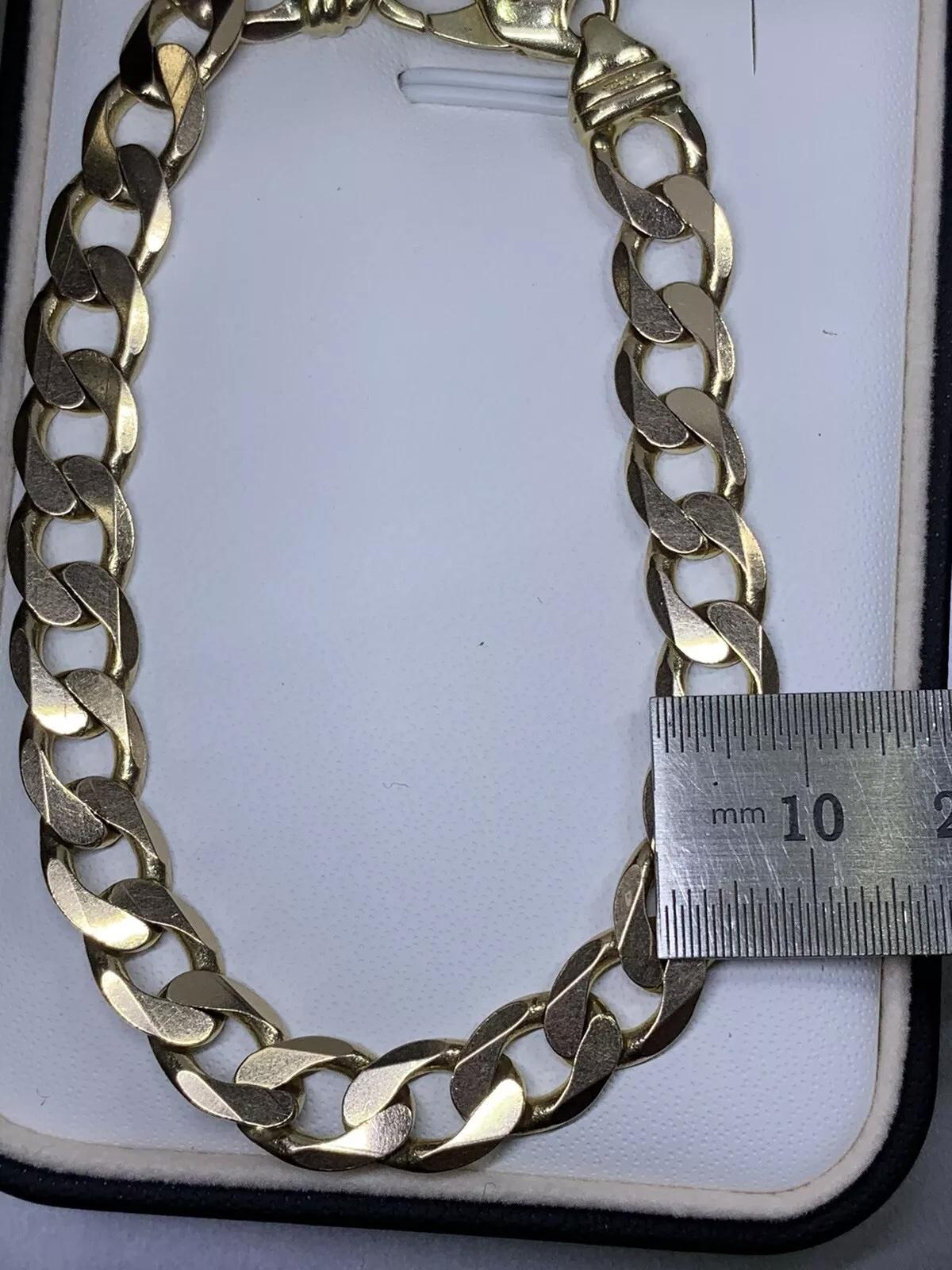 Bracelet en or jaune à maillons cubains et à grosses mailles Neuf - En vente à London, GB