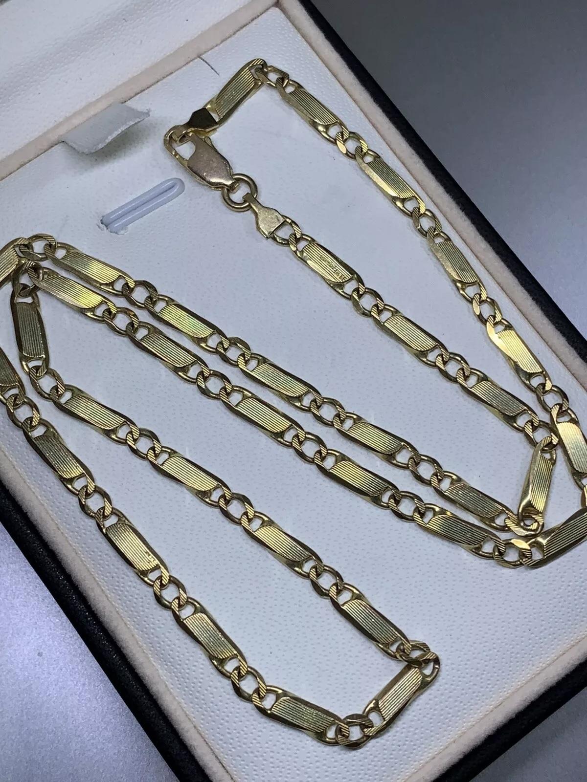 Collier à maillons cubains en or jaune à grosses côtes en vente 3