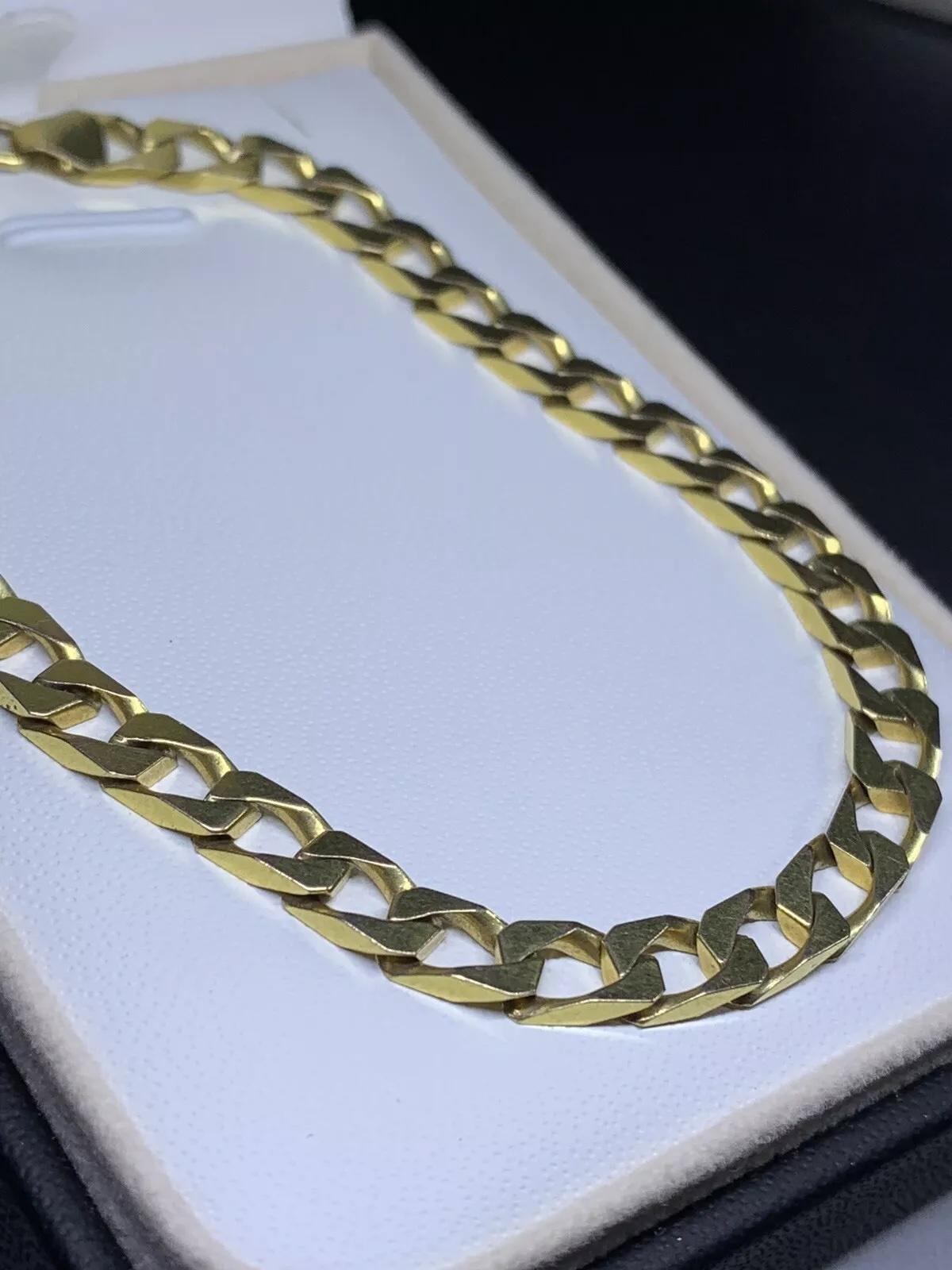 Bracelet massif en or jaune avec chaîne à maillons cubains et à grosses mailles en vente 1