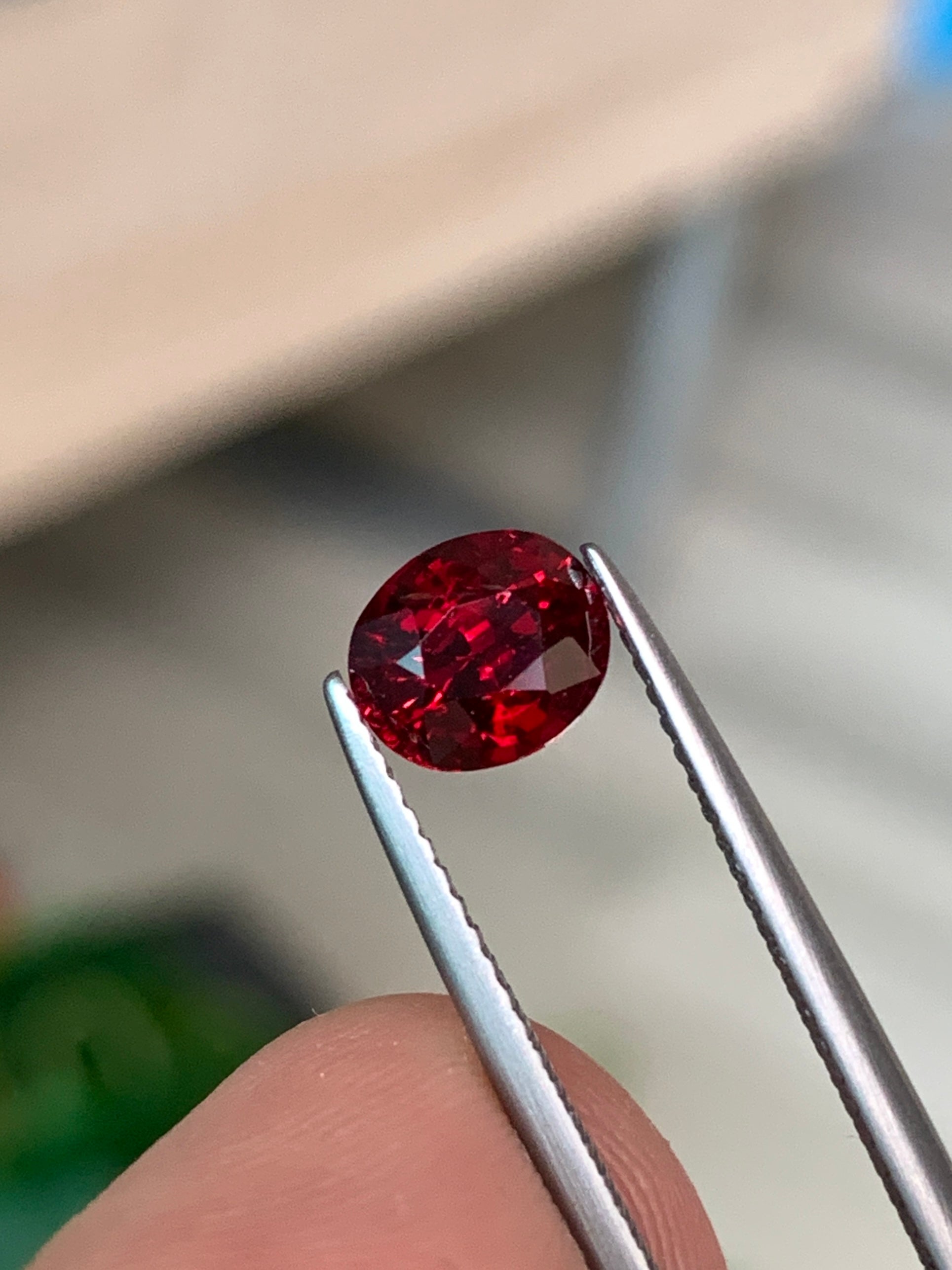 Oval Cut 1.42 Cts AIGS Certified Pigeon Blood Ruby Mozambique AAA Grade For Sale