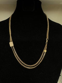 Antiquités 1907 Baumgold Bros. 14k Yellow Gold 41" Curb Link Long Chain & Slider