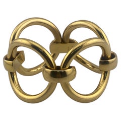 Übergroßes rundes Vintage- und dramatisches Gliederarmband aus 18 Karat Gelbgold