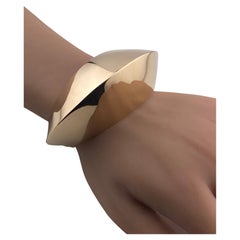1960's Modernist 18k Yellow Gold Hans Hansen Wide Bracelet Denmark