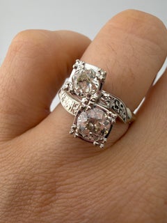 14k White Gold 2 Diamond OMC and OEC Ring