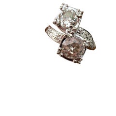 14k White Gold 2 Diamond OMC and OEC Ring