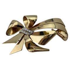 Tiffany & Co. 14k Yellow Gold Diamond Brooch