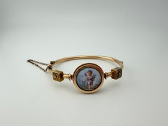 Antique 14k Yellow Gold Cherub Bangle Bracelet