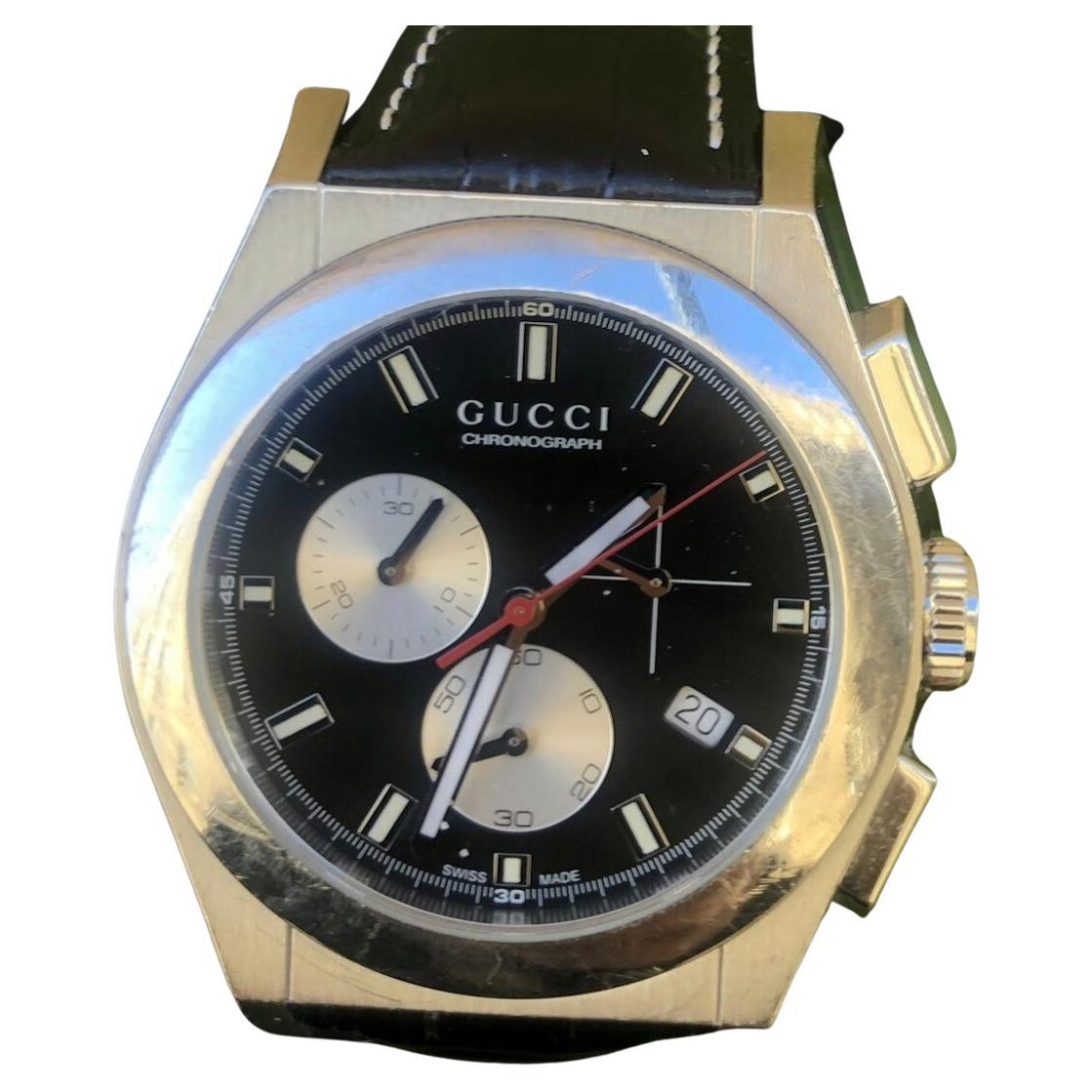 Gucci Men’s 115.2 Pantheon Watch 42mm Steel Bracelet Box and Booklet Papers  For Sale
