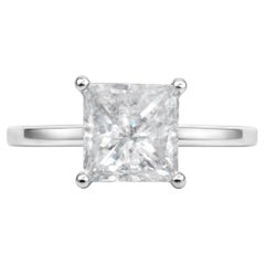 Bague en or massif 14k certifiée IGI Real Natural 2.00 Carat Princess Diamond Ring
