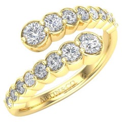 14K Gelbgold Bypass Stapelbarer Ringring mit Diamant-Lünette