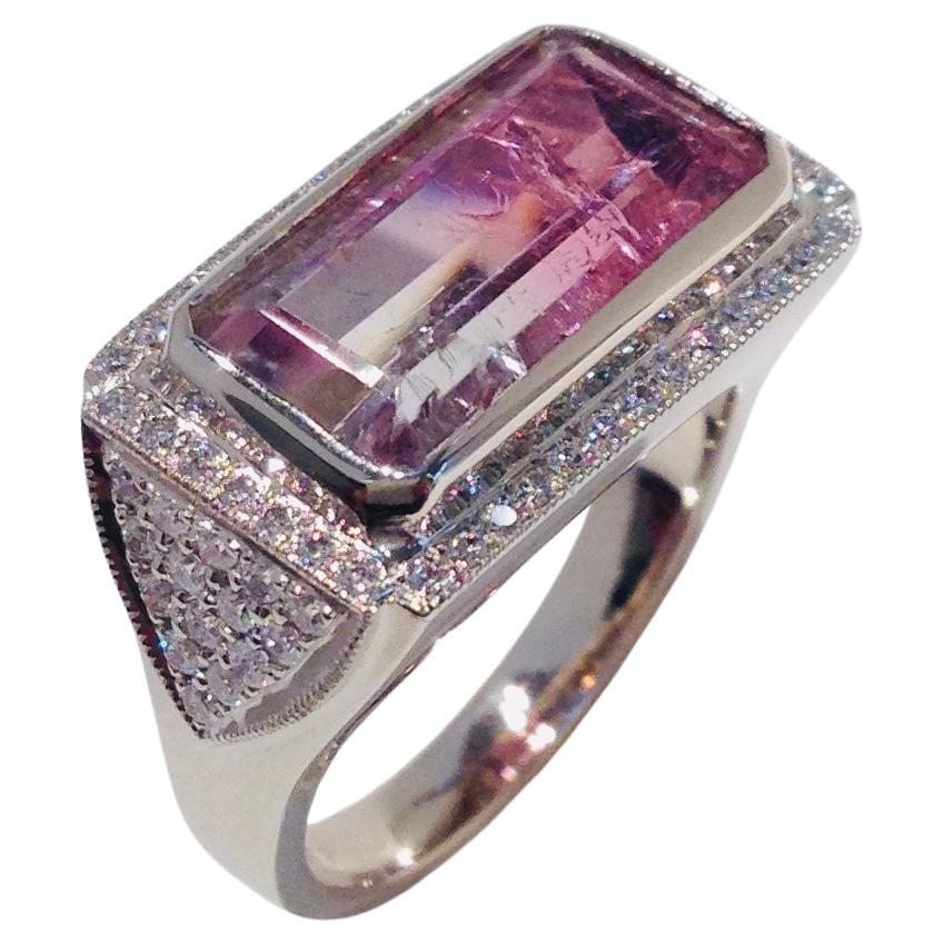 Bi-Color Tourmaline Diamond Ring For Sale
