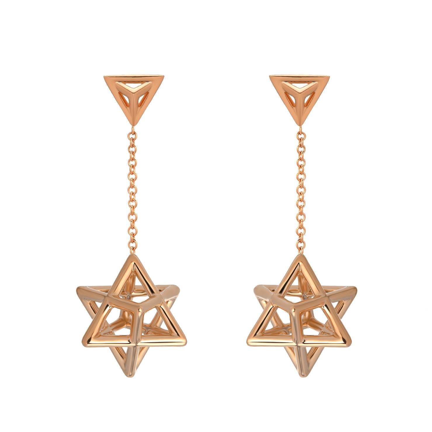 Rose Gold Earrings Merkaba Star