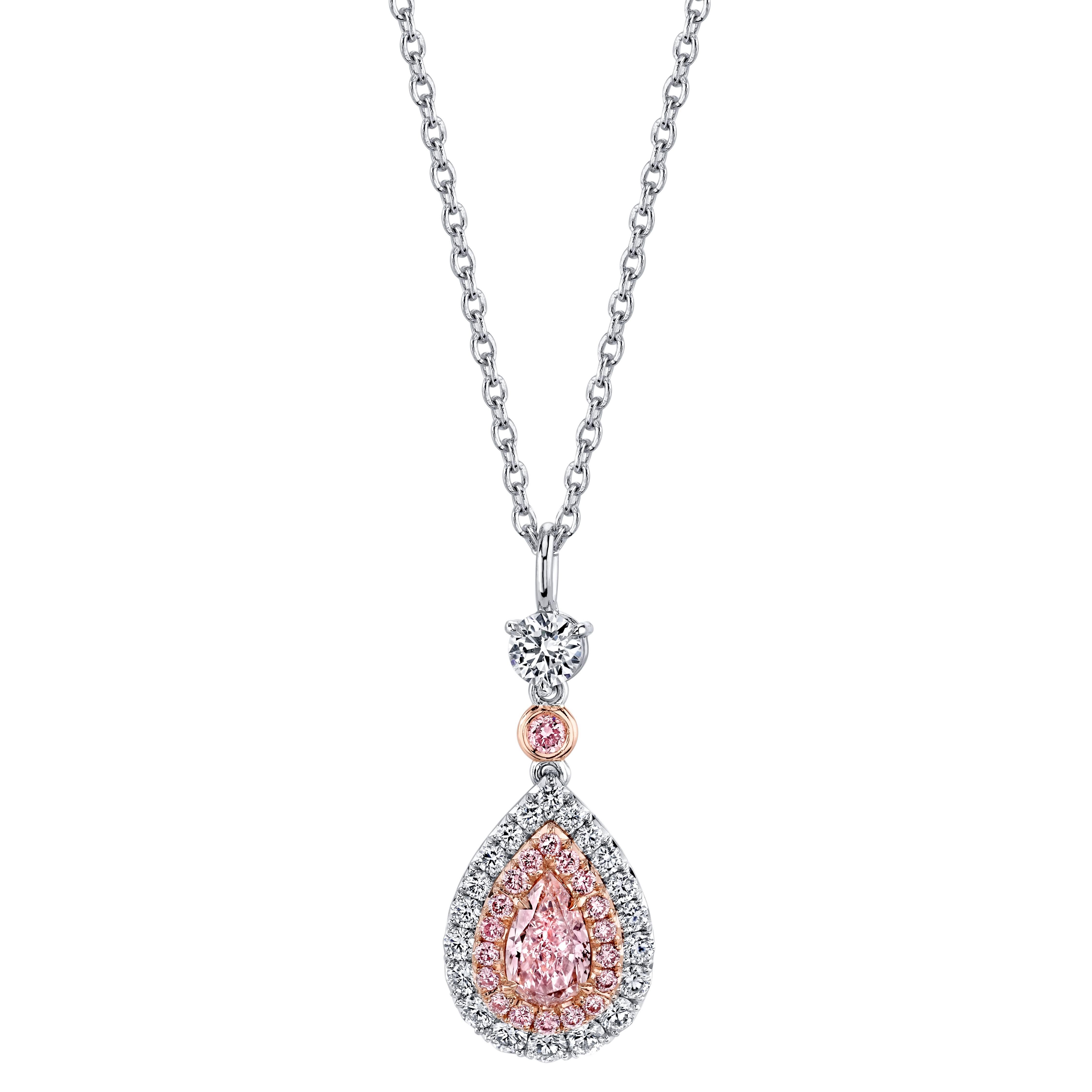 Fancy Light Orangy Pink Diamond Pendant GIA Certified 0.52 Carat 