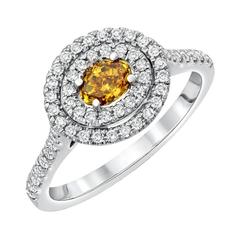 GIA Certified 0.38 Carat Fancy Deep Brownish Orangy Yellow Diamond Ring
