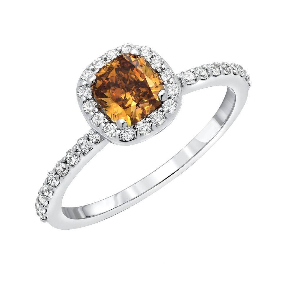 0.63 Carat GIA Certified Fancy Deep Brownish Yellowish Orange Diamond Ring