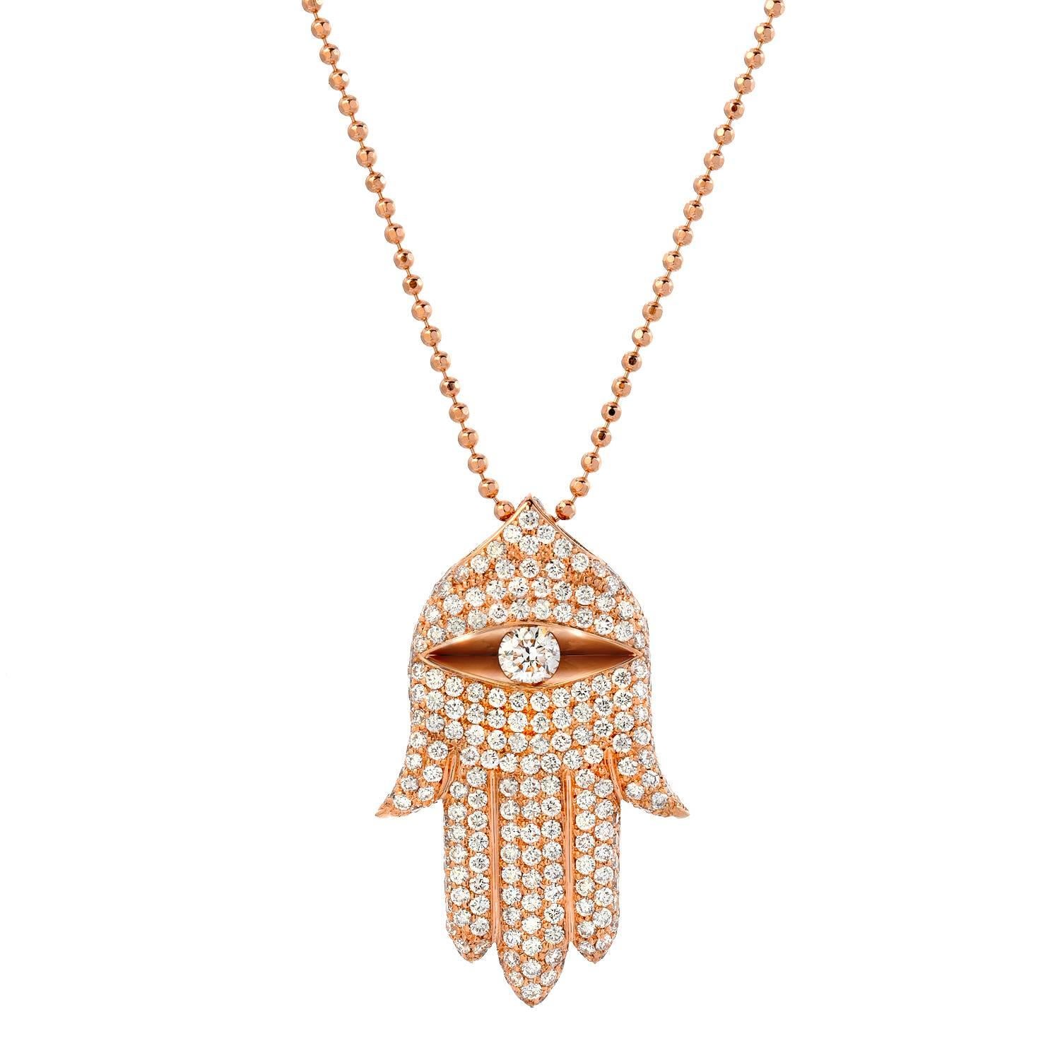 Rose Gold Diamond Necklace 1.65 Carats For Sale