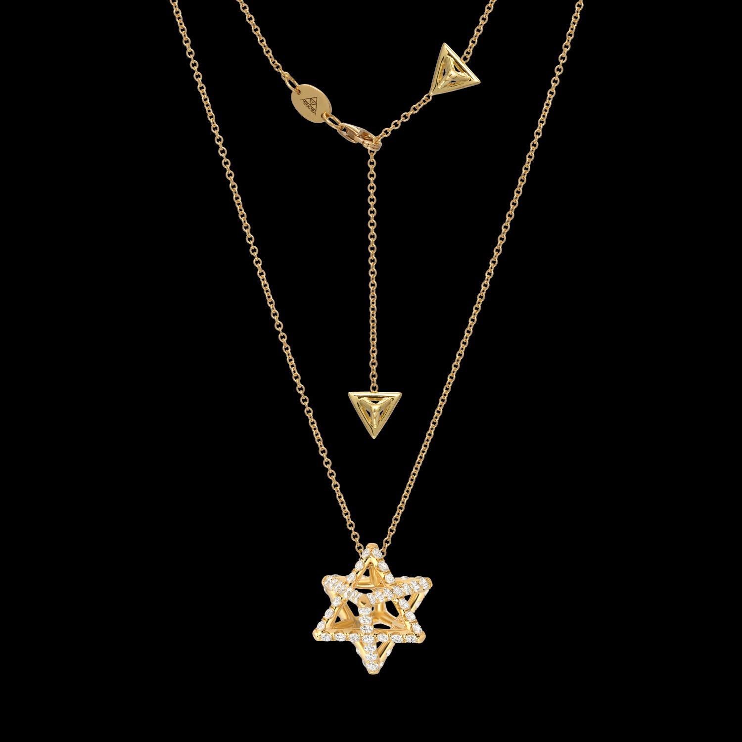 Gold-Diamant-Halskette 1,12 Karat Merkaba-Stern 3D im Zustand „Neu“ im Angebot in Beverly Hills, CA