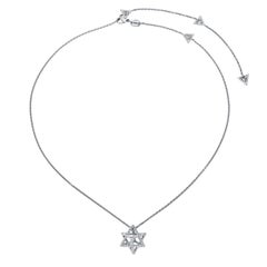 3D Star Of David Necklace 18K White Gold Diamonds Art Deco Jewelry Merkaba