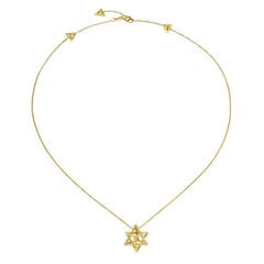 18K Yellow Gold 3D Star of David Fancy Yellow Diamond Necklace 1.28ct - Merkaba