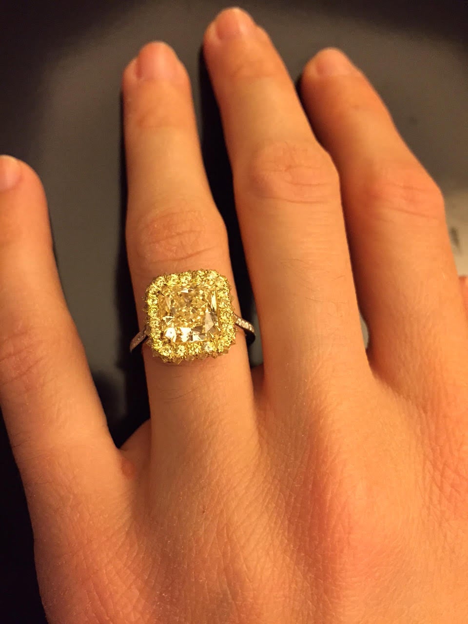 Tamir Radiant 3.02 Carat GIA Cert Yellow Diamond Gold Platinum Ring 2