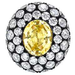 Tamir Rare 5.56 Carat Unheated Yellow Sapphire Diamond Ring 5