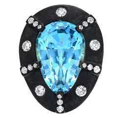 Tamir Superior 13.70 Carat Natural Aquamarine Diamond Gold Ring 11