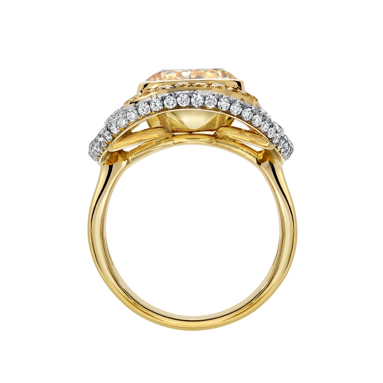 Women's Tamir Prominent 5.30 Carat GIA Cert Light Yellow Diamond Gold Platinum Ring