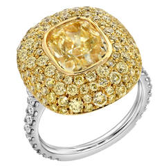 Tamir GIA Certified 3.01 Carat Fancy Light Yellow Diamond Gold Platinum Ring 12