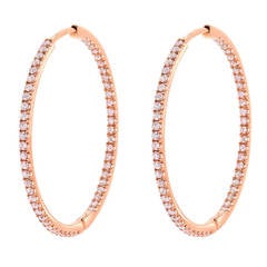 Tamir Fancy Light Pink Diamond and Rose Gold Hoop Earrings